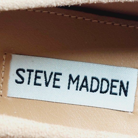 New Steve Madden Karmine Gleaming Tan Suede Goldtone Hardware Loafer W936 - Picture 9 of 12
